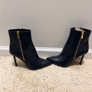 Michael Kors Black Heeled Boots with Gold Zipper